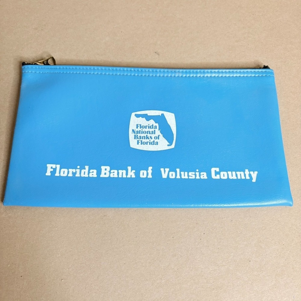 Vintage Florida Bank of Volusia County Zipper Deposit Bag FDIC Advertising